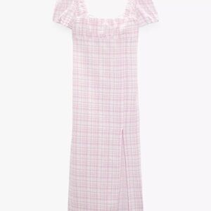 Zara Pink Plaid Midi Dress